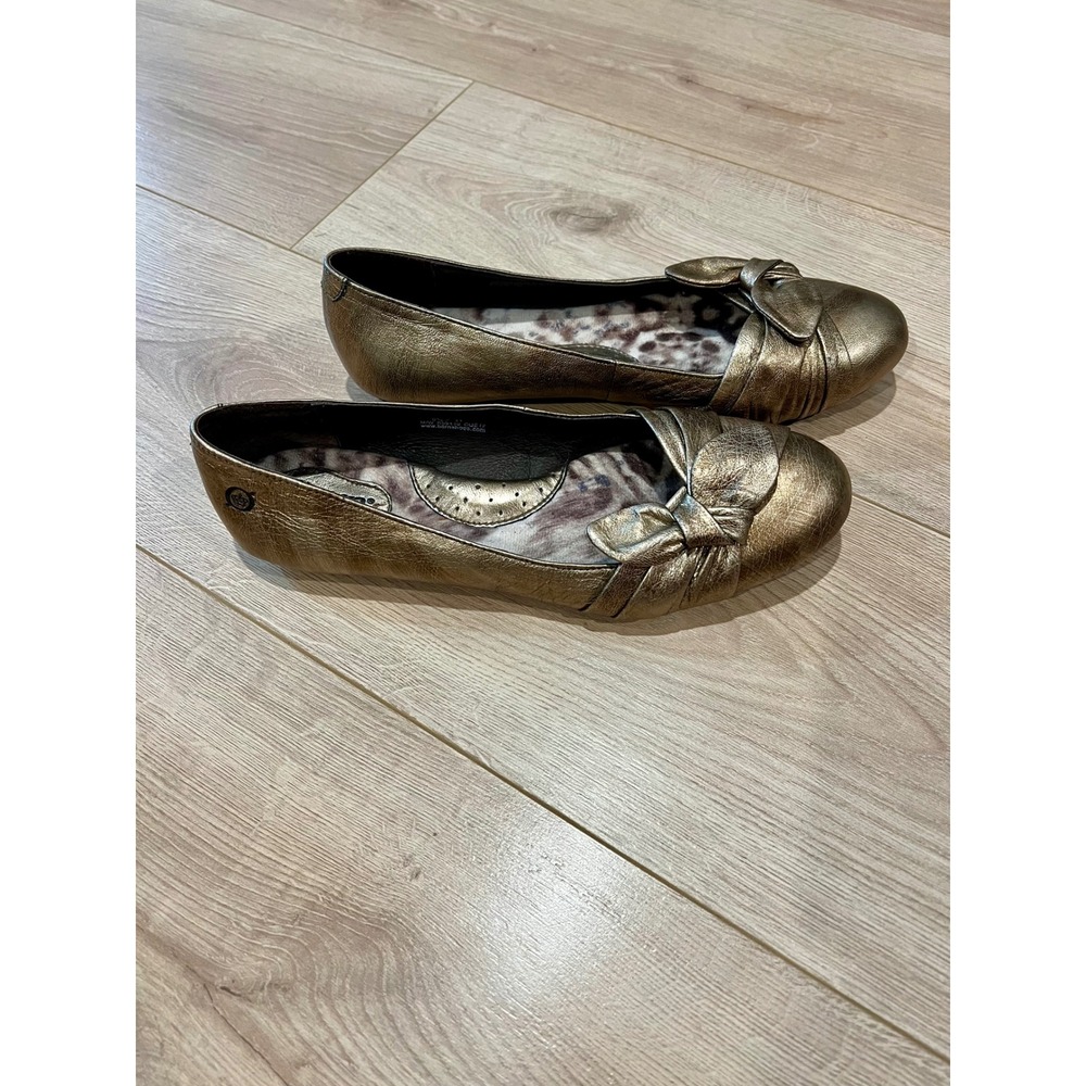 Born Julianne Metallic Bronze Leather Ballet Flats Bow Womens 9.5 EUC - Picture 2 of 8
